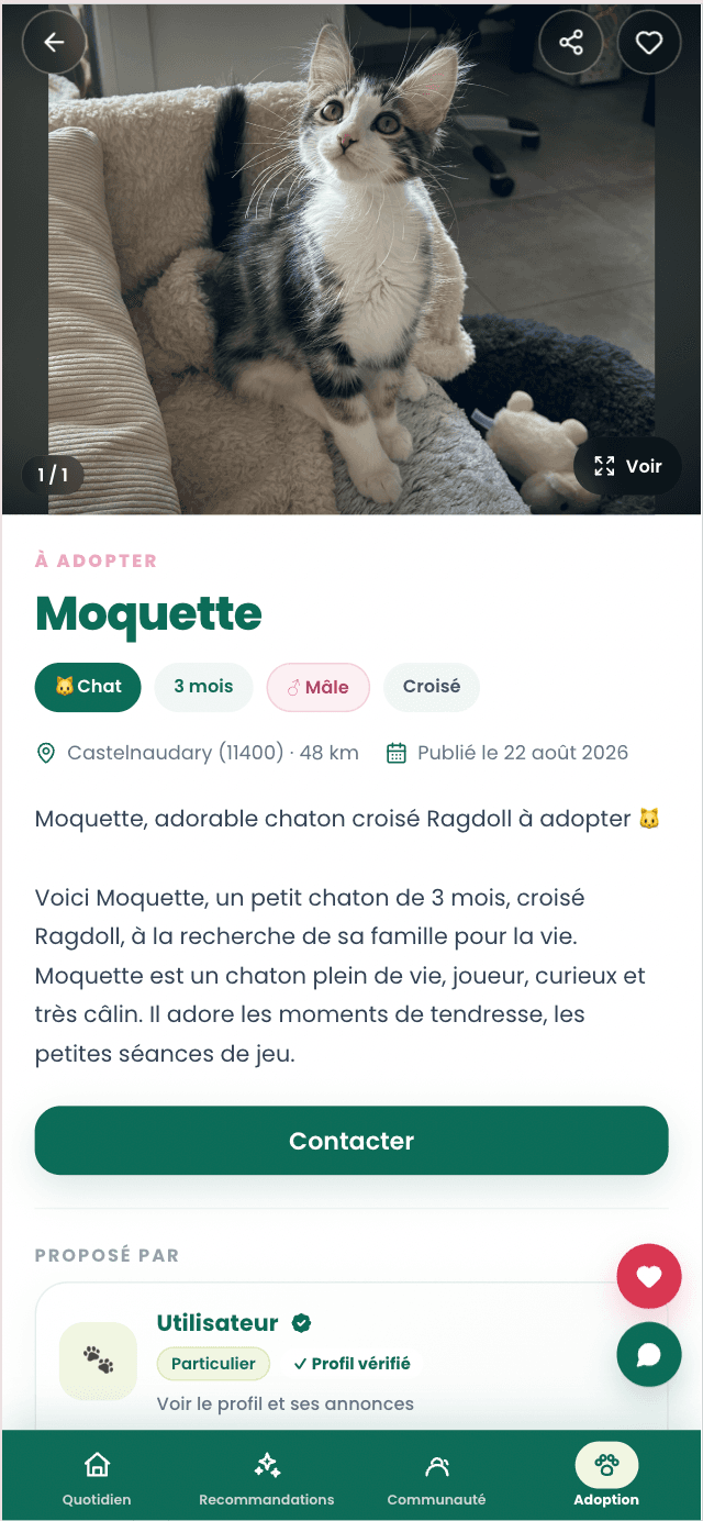 Fiche détaillée de Moquette dans l’application Mooqet